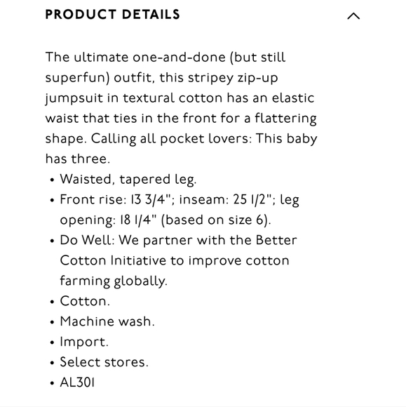 NWT Madewell striped tie waist jumpsuit size 2 - Picture 5 of 11